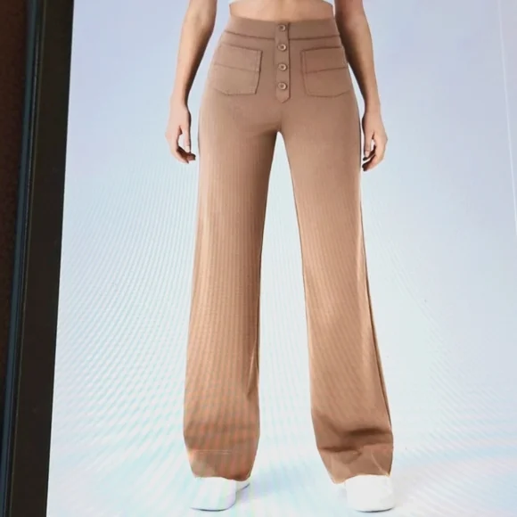 LARGE HALARA HIGH WAISTED BUTTON STRAIGHT LEG CASUAL PANT - Picture 1 of 8